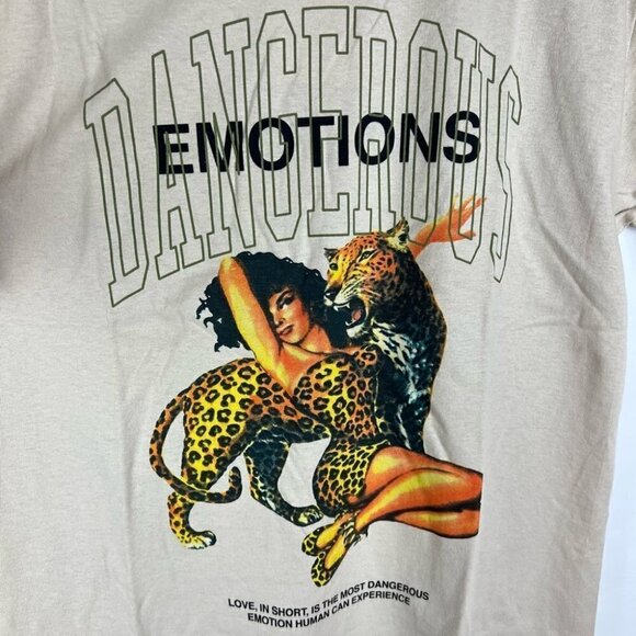 Nwt - Fashion Nova, Men’s Dangerous Emotions Short Sleeve Tee - Beige. Size: M. - Picture 7 of 10
